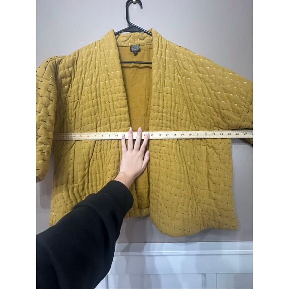 NWOT Neeru Kumar Rossi Quilted & Stitch Mustard Yellow Jacket Cardigan Women's L - Picture 7 of 11